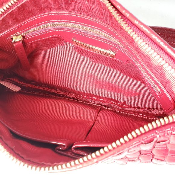 Elliott Lucca Red Patent Leather Woven Leather Bag - Picture 12 of 14
